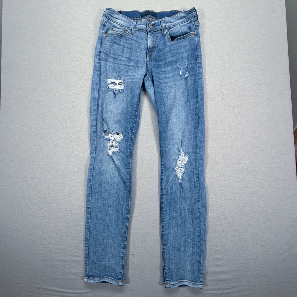 Aeropostale Skinny Jeans Women 6 Regular Good Blue Distressed Ripped Low Rise